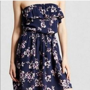 Mossimo Strapless Navy Floral Mini Dress